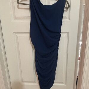 Elegant Navy Blue Ruched Dress